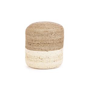 Pouf rond tressé en jute D45 blanc