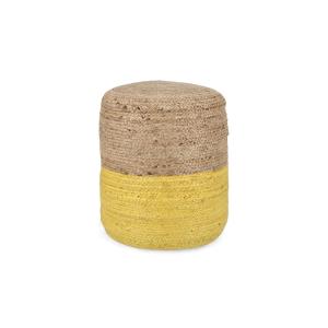 Pouf rond tressé en jute D45 jaune