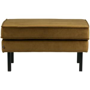 Pouf sur pieds en imitation cuir jaune miel
