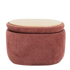 Pouf table basse avec rangement en tissu terracotta
