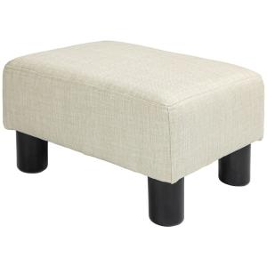 Pouf tabouret bas capacité 110 kg tissu lin beige