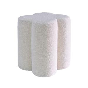 Pouf tabouret trèfle bouclette blanc D38 x h 40cm