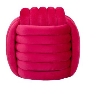 Pouf tissé en velours fuchsia 45x45x45 cm