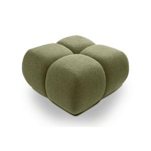 Pouf tissu chenille vert olive