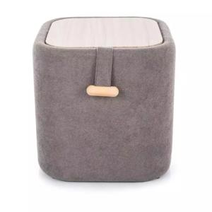 Pouf tissu gris assise moelleuse rangement 37x37x42cm