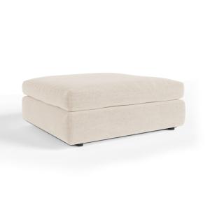 Pouf tissu tramé toucher doux beige