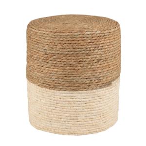Pouf tressé beige et brun