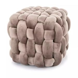 Pouf velours beige foncé tressé carré décoratif 45x45x41cm…