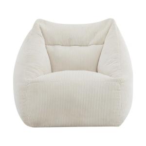 Pouf velours côtelé beige 85 x 85 x 72 cm