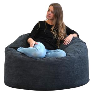 Pouf velours côtelé bleu foncé 100 cm