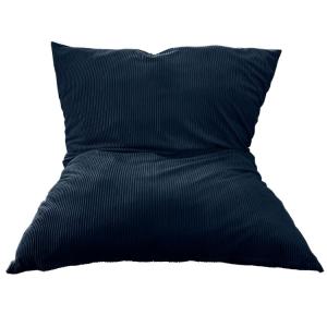 Pouf velours côtelé déhoussable bleu nuit 180 x 140 cm