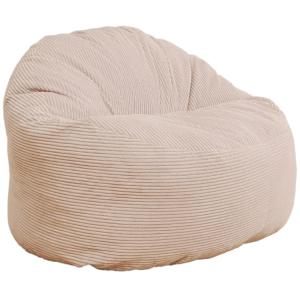 Pouf velours côtelé épais 100cm blanc cassé