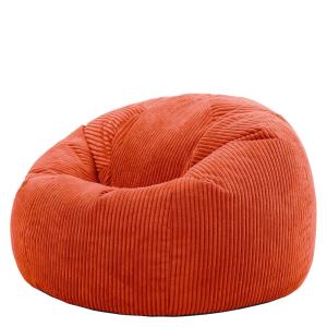Pouf velours côtelé orange terracotta