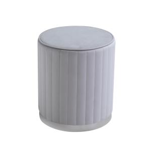 Pouf velours gris clair base chromée dia. 36cm
