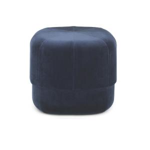 Pouf velours satiné bleu foncé H40cm