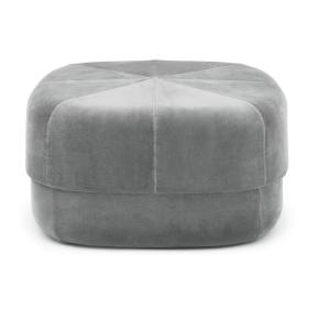 Pouf velours satiné gris H35cm