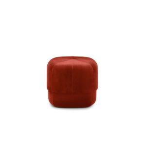 Pouf velours satiné rouge rouille H40cm