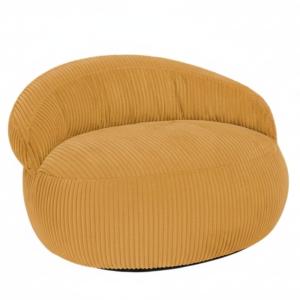 Pouf XXL déhoussable en velours côtelé 110x100 cm jaune mou…