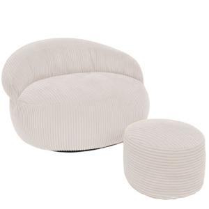 Pouf XXL déhoussable en velours côtelé 110x100 cm   repose-…