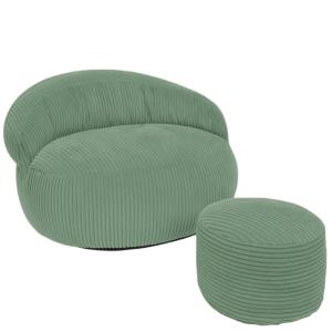 Pouf XXL déhoussable en velours côtelé 110x100 cm   repose-…