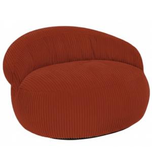 Pouf XXL déhoussable en velours côtelé 110x100 cm rouge bri…