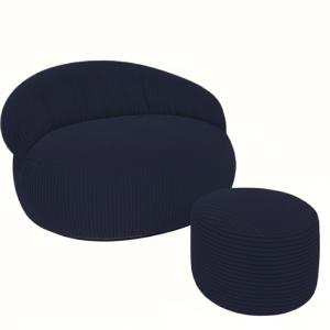 Pouf XXL déhoussable velours côtelé 110x100   repose-pieds…