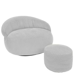 Pouf XXL déhoussable velours côtelé 110x100   repose-pieds…