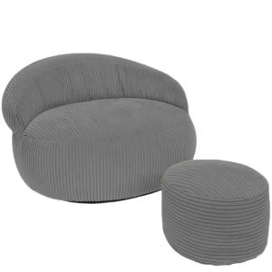 Pouf XXL déhoussable velours côtelé 110x100   repose-pieds…