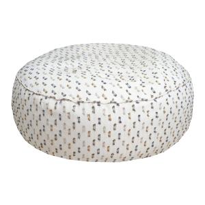 Pouf XXL extérieur déhoussable rond - blanc poils multi cou…