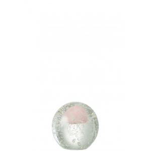 Presse-papier bulle en verre rose 10.5x10.5x10.5 cm