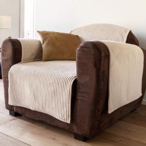 Protège fauteuil en polyester blanc écru 55x200cm