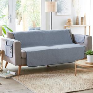 Protège fauteuil en polyester bleu 55x200cm