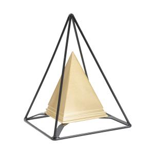 Pyramide en métal doré avec structure noire 15x15x21 cm