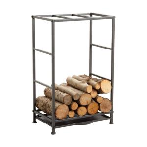 Rack porte-bûches en métal avec tiroir à poussière