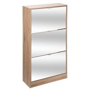 Range chaussures avec miroir 3 tiroirs naturel