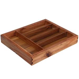 Range-couverts en bois d'acacia extensible 34x25-45x5cm