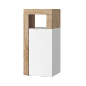 Rangement  1 porte blanc laqué et aspect bois finition cadi…
