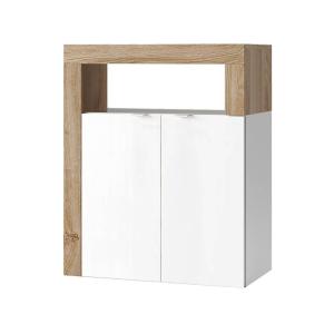 Rangement  2 portes blanc laqué et aspect bois finition cad…