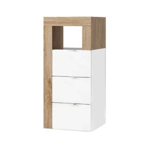 Rangement  3 tiroirs 35cm blanc laqué et aspect bois finiti…