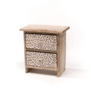 Rangement à tiroirs motif devant bois  20x21 cm Beige