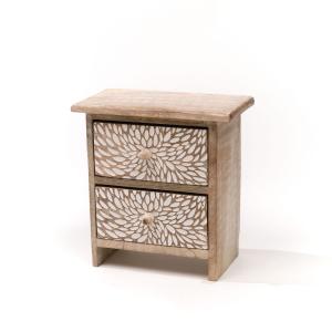 Rangement à tiroirs motif devant bois MANGO WOOD