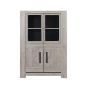 Rangement haut 4 portes effet bois chêne gris clair avec vi…