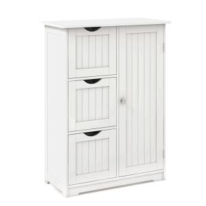 Rangement salle de bain 3 tiroirs 1 armoire blanc 60x30x82cm