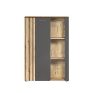 Rangement vitré 2 portes - L90cm - Gris anthracite