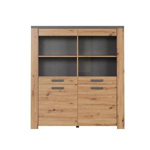 Rangement vitré avec 4 portes - H139 cm - Marron