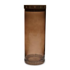 Récipient de cuisine marron foncé, verre et bambou