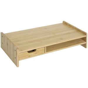 Rehausseur écran tiroir et niche bambou bois naturel