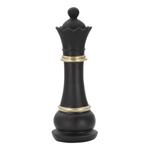 Reine des échecs en résine noire et dorée Ø 9x25,5 cm