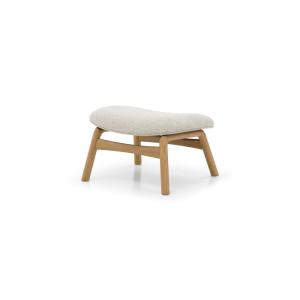 Repos-pieds en chêne massif, tissu beige