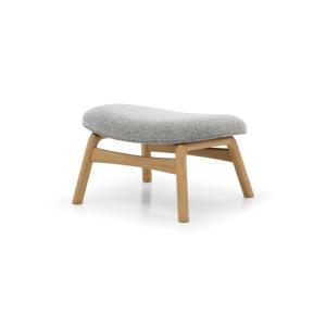 Repos-pieds en chêne massif, tissu noir et blanc